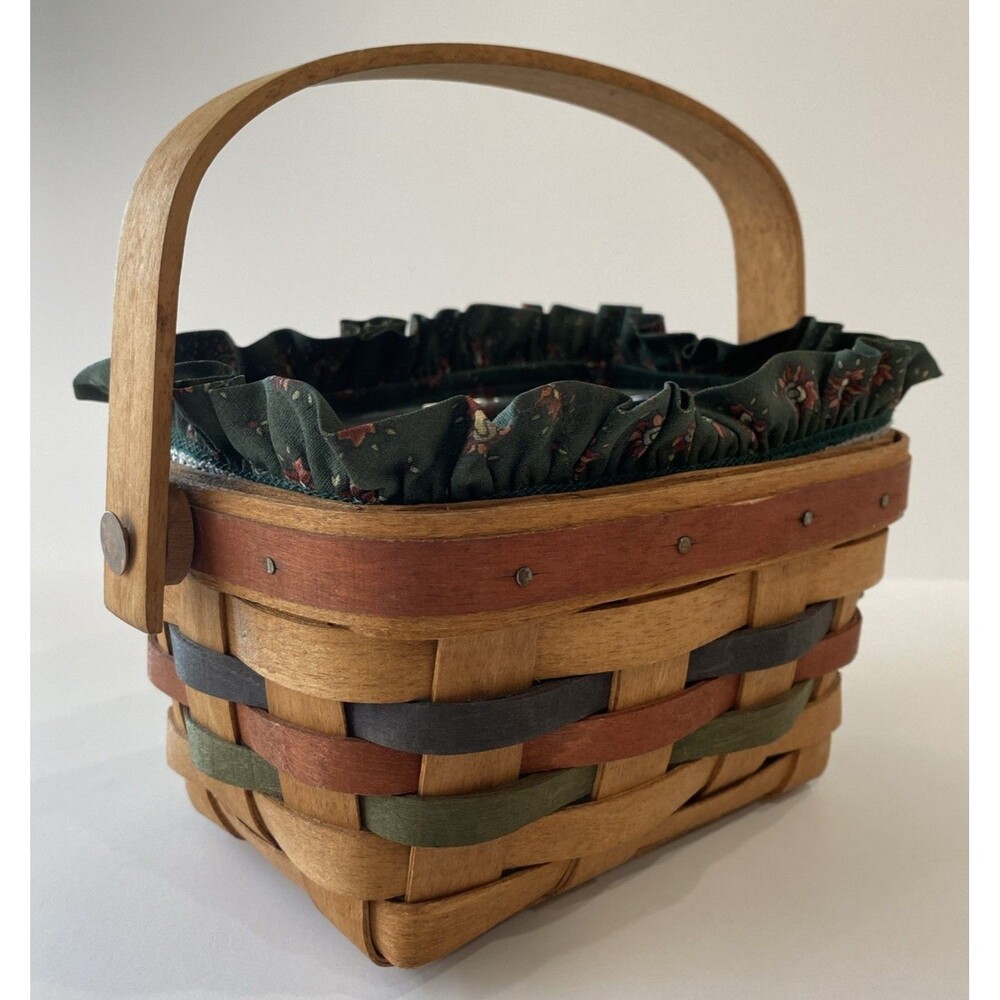 Longaberger Basket 1991 Shades of Autumn Acorn Liner Protector Swing Handle